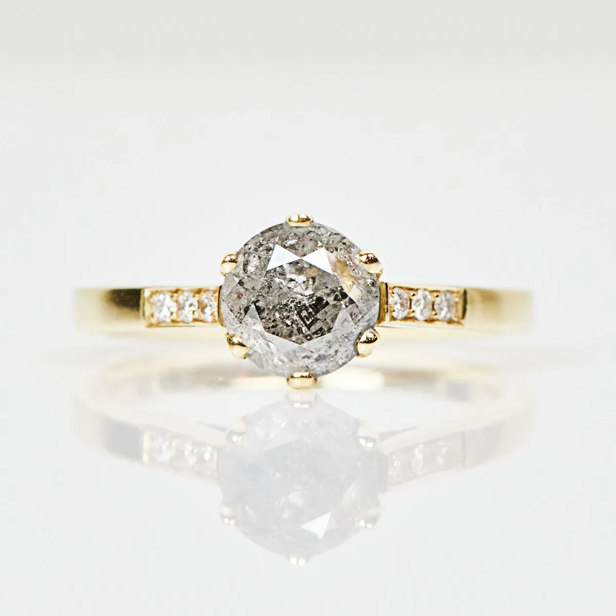 1.40ct Round Brilliant Cut Grey Diamond Engagement Ring, One-of-a-Kind