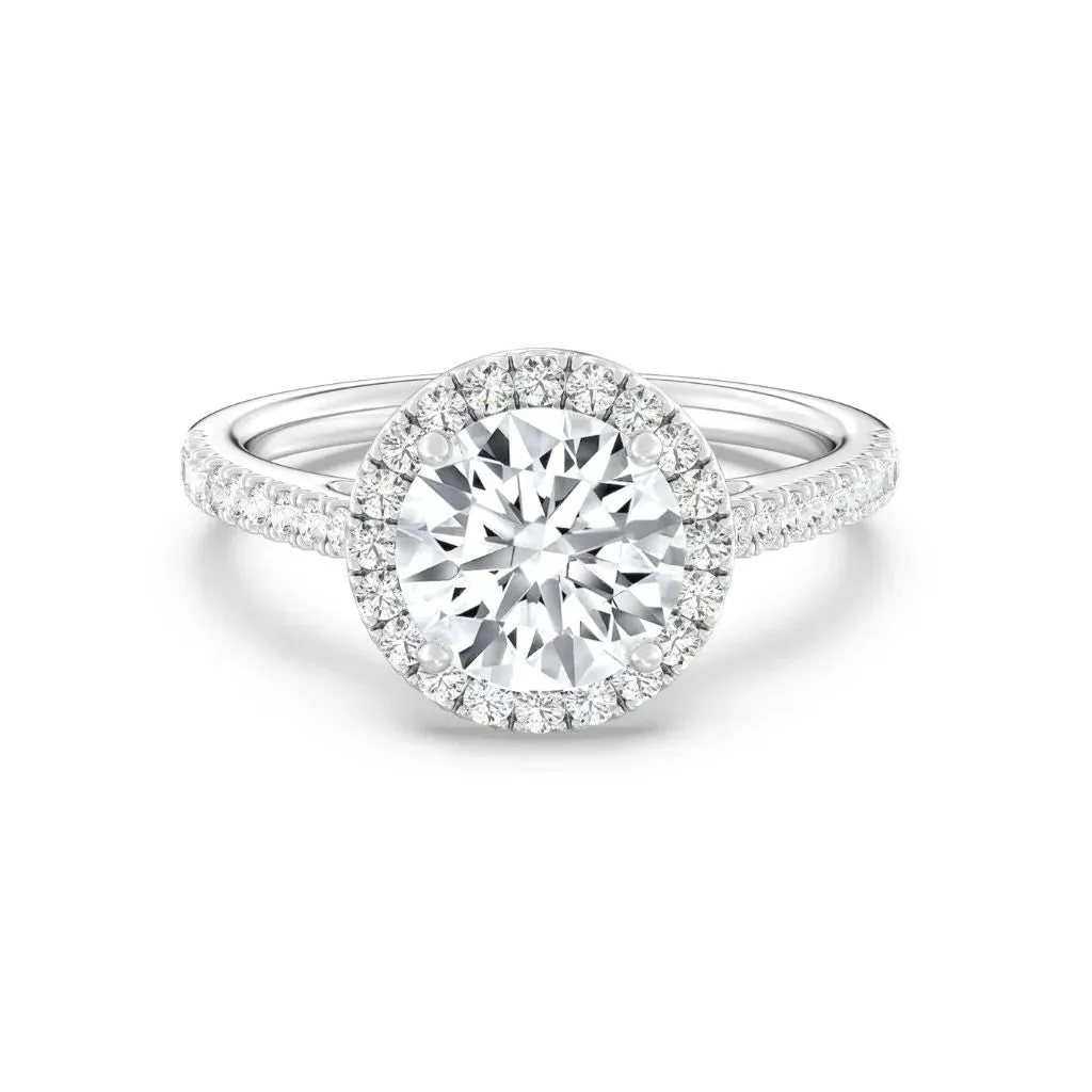 2ct Solitaire Ring Pavé Band with Halo [1]