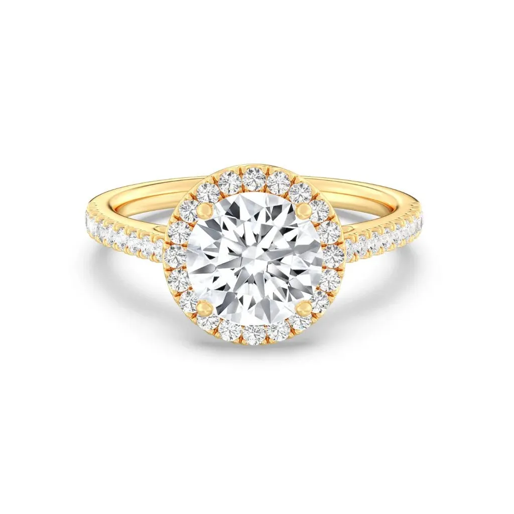 2ct Solitaire Ring Pavé Band with Halo [1]