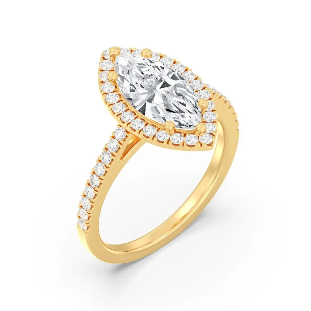 2ct Solitaire Ring Pavé Band with Halo [1]