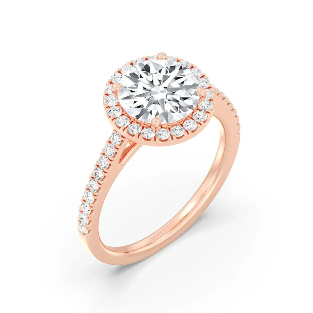 2ct Solitaire Ring Pavé Band with Halo [1]