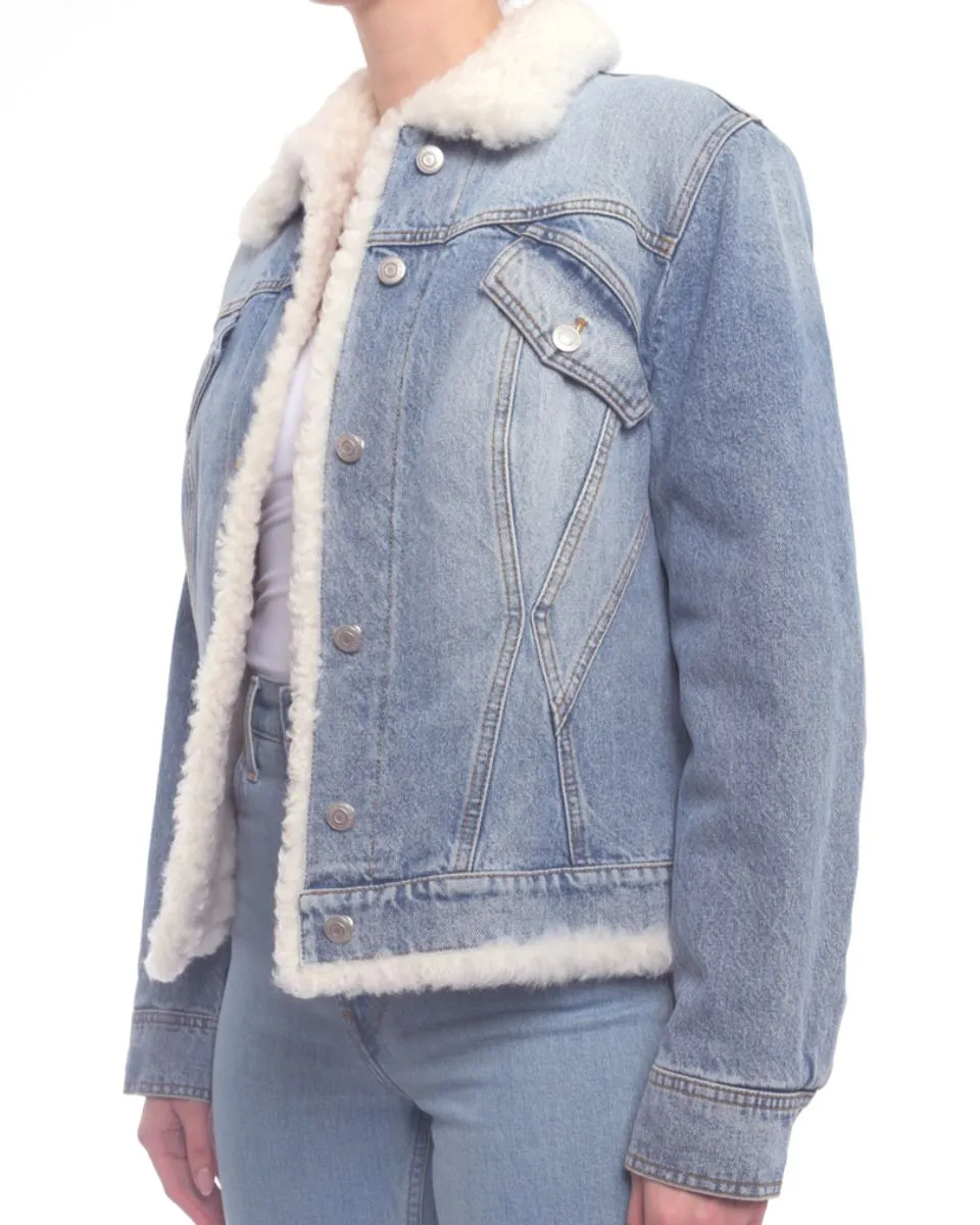 Alexander McQueen Denim Shearling Embroidered Jacket - M