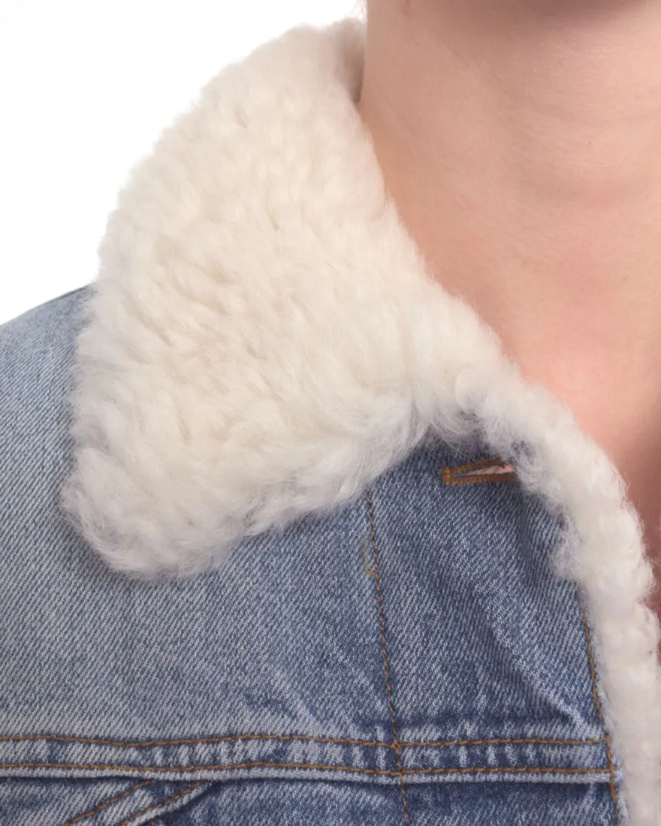 Alexander McQueen Denim Shearling Embroidered Jacket - M