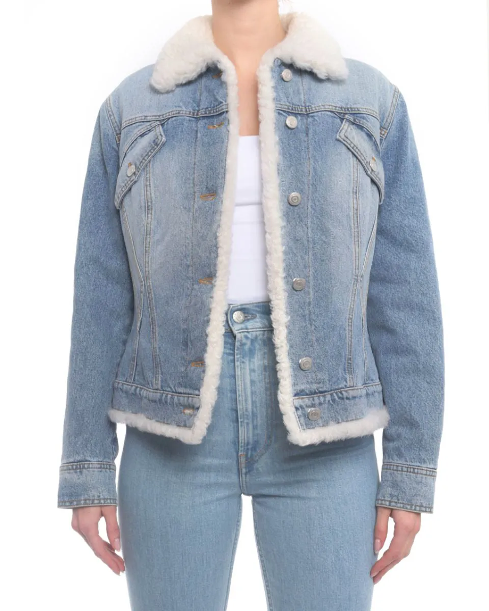 Alexander McQueen Denim Shearling Embroidered Jacket - M