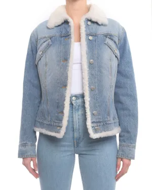 Alexander McQueen Denim Shearling Embroidered Jacket - M