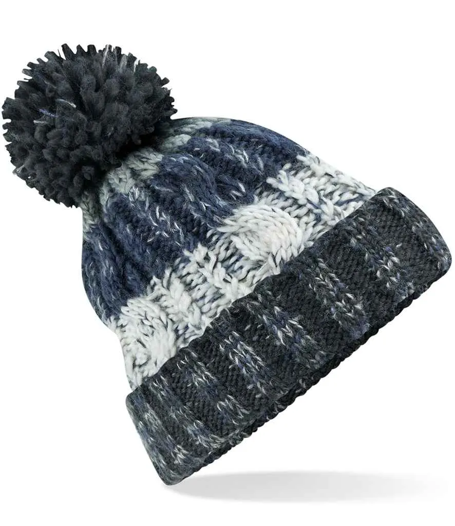 Beechfield Corkscrew Pom Pom Beanie | Arctic Dawn
