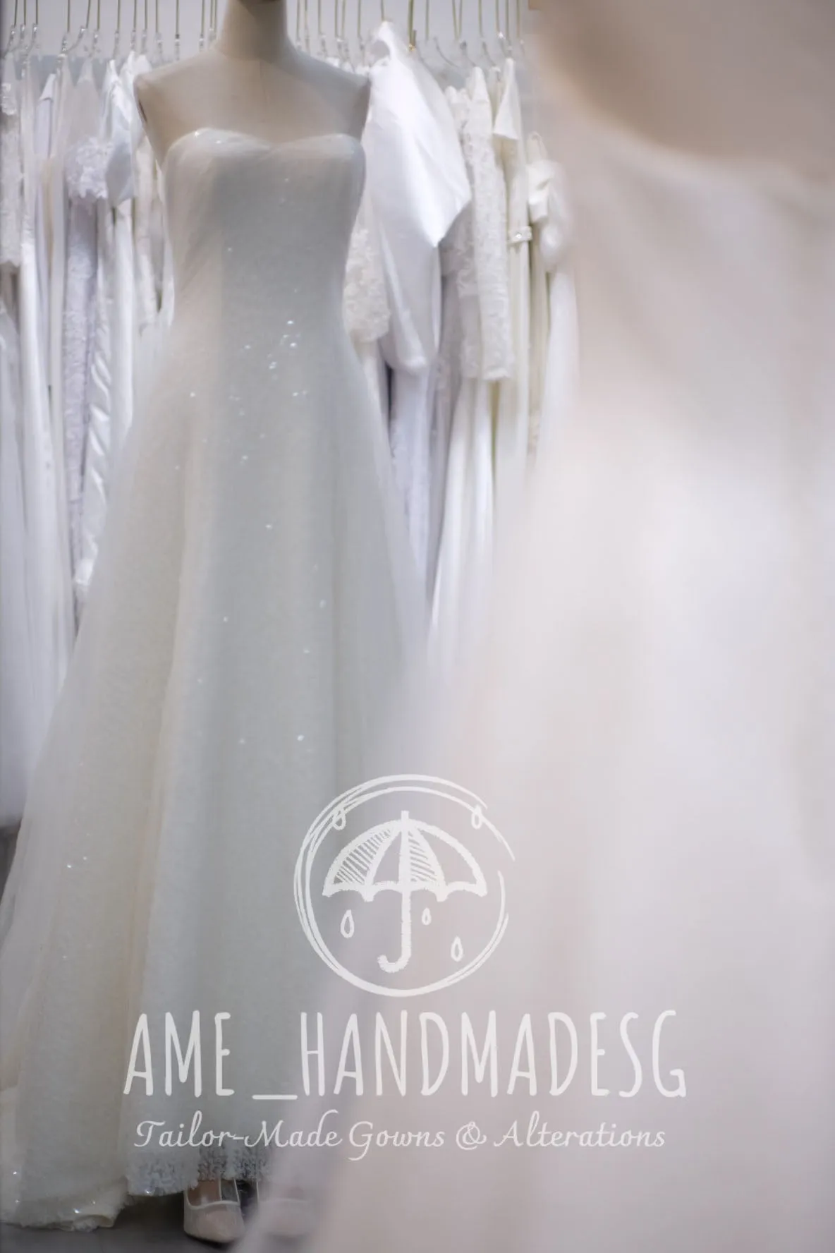 BG-WED-AME-10019 WEDDING GOWN LUX FABRIC FULL SEQUIN FABRIC SIZE M BUST 84-86 WAIST 68-70