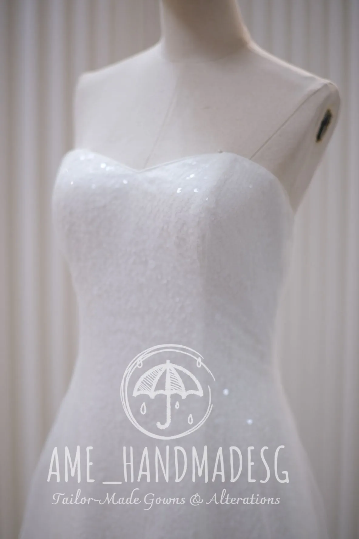 BG-WED-AME-10019 WEDDING GOWN LUX FABRIC FULL SEQUIN FABRIC SIZE M BUST 84-86 WAIST 68-70