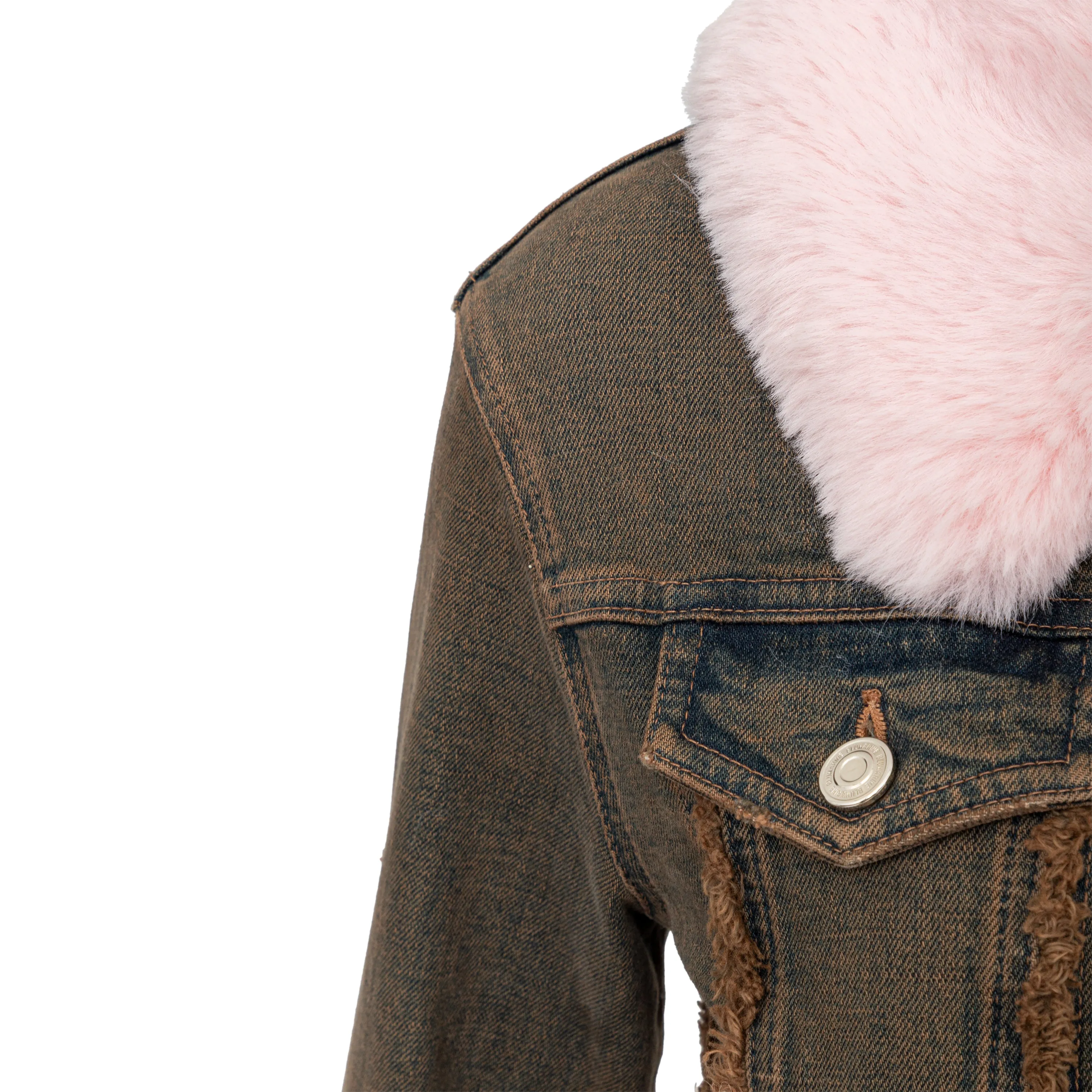 Blumarine Denim Overcoat with Faux Fur - '20s