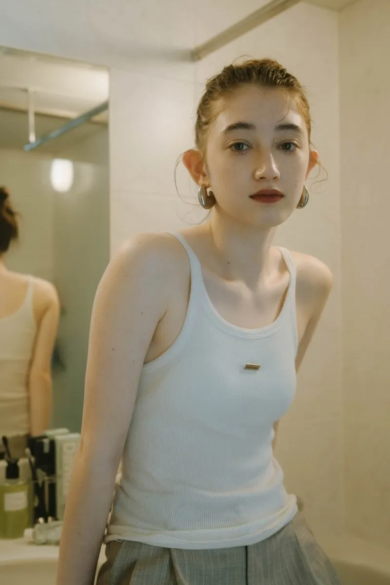 cap in rib tank top/3color