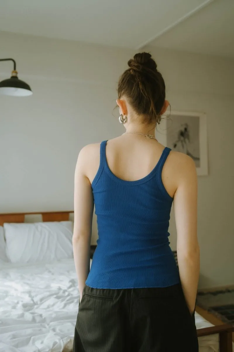 cap in rib tank top/3color