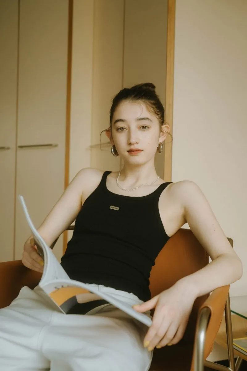 cap in rib tank top/3color