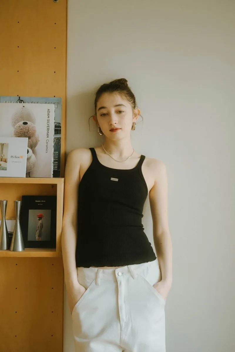 cap in rib tank top/3color