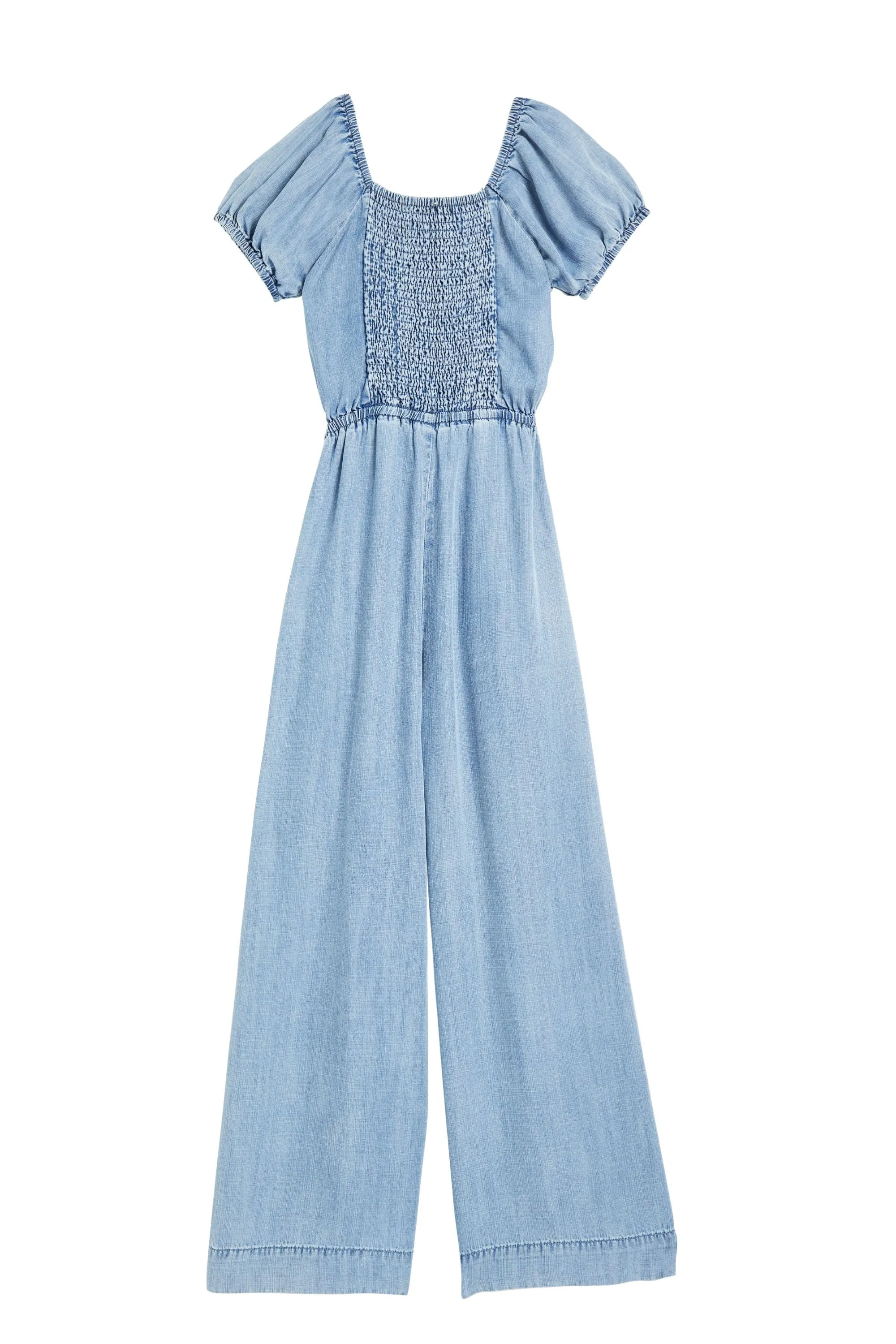 Chambray Cap Sleeve Wide Leg Jumpsuit