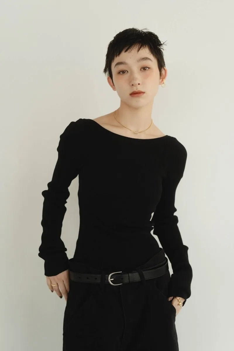 cup in boat neck knit/3color