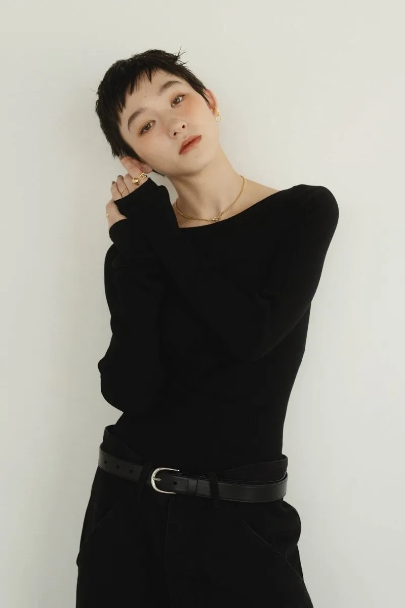 cup in boat neck knit/3color