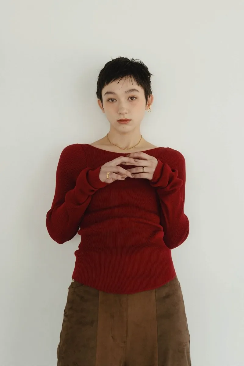 cup in boat neck knit/3color