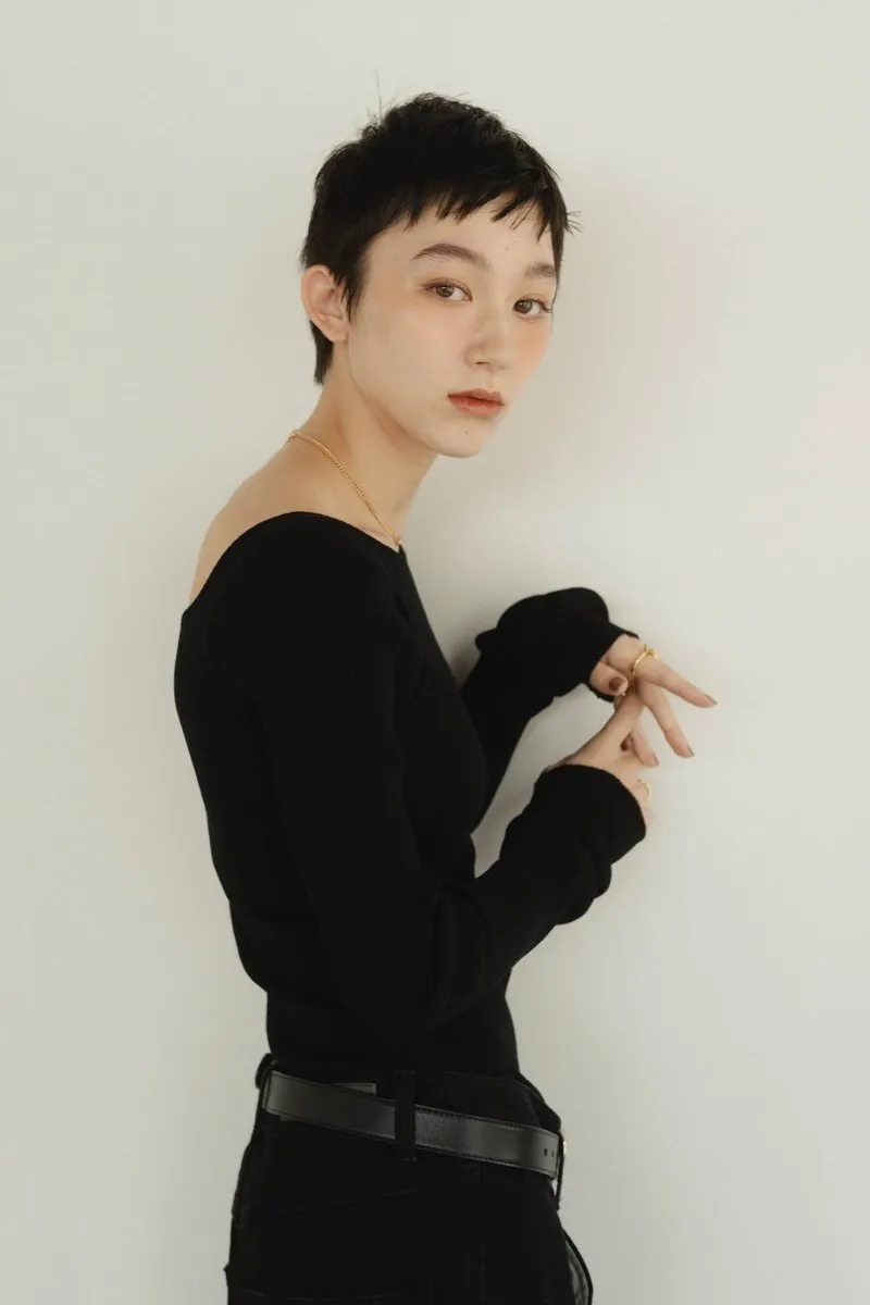 cup in boat neck knit/3color