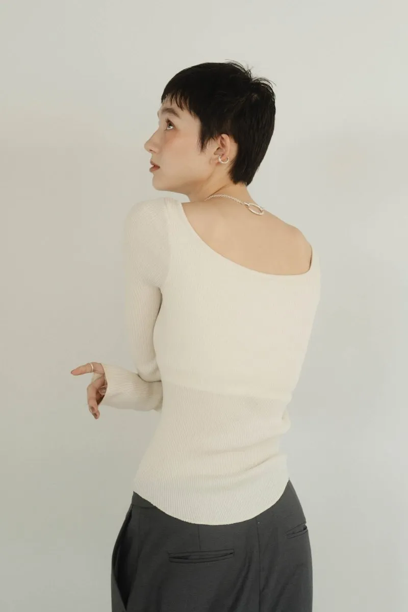 cup in boat neck knit/3color