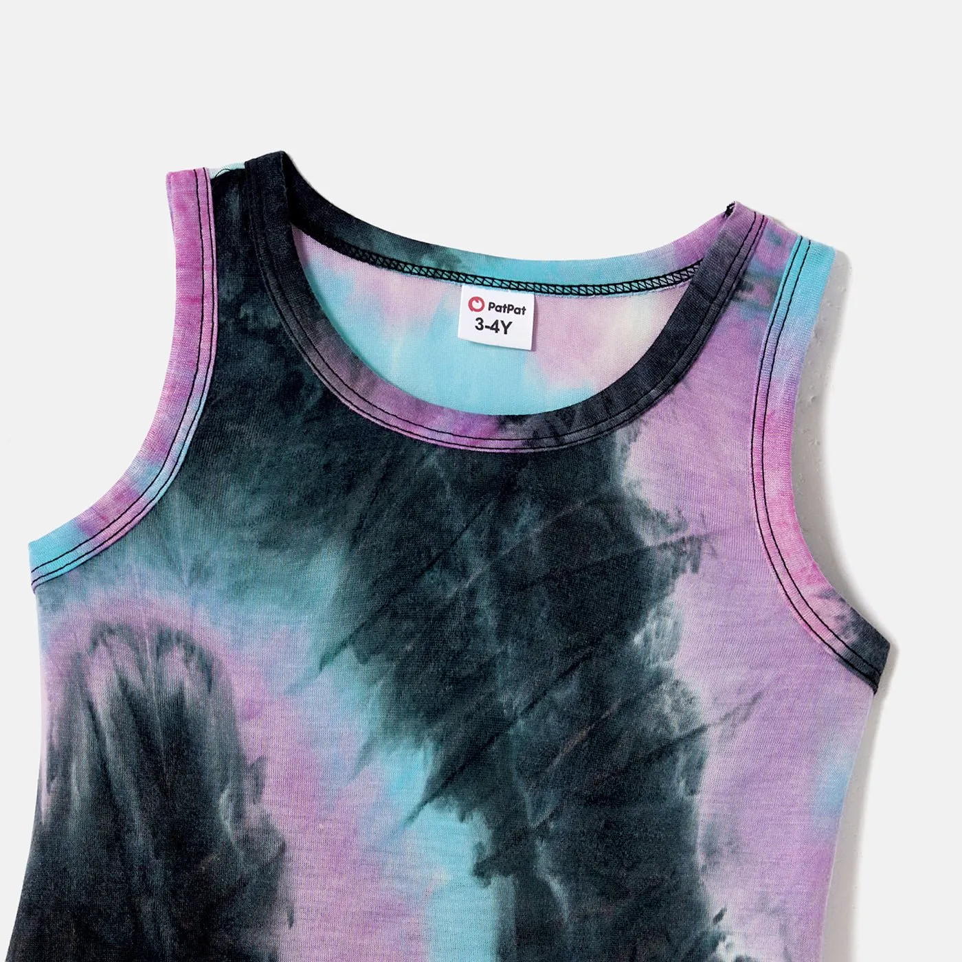 Family Matching Tie Dye Tank Dresses and Short-sleeve T-shirts Sets