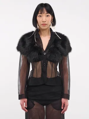 Faux Fur & Tulle Jacket (6097-CAPF-0069-BLACK)
