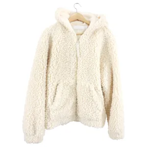 Helmut Lang Ivory Shearling Zip hoodie Jacket - S
