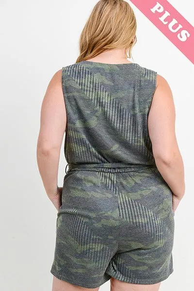 Plus Camouflage Tank Romper